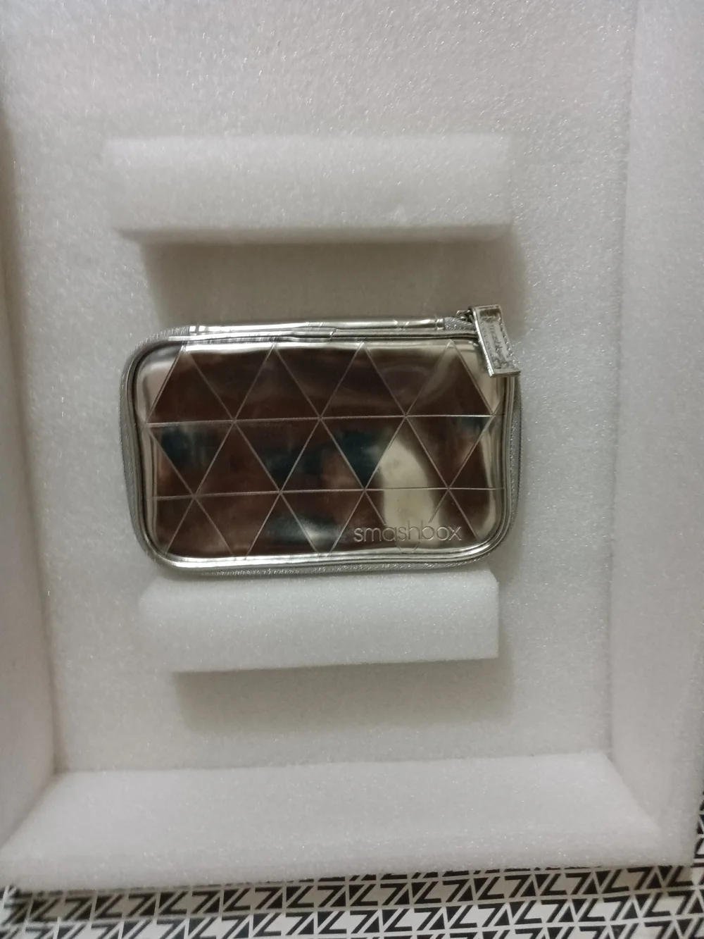 Smashbox Silver Quilted Metallic Makeup Pouch